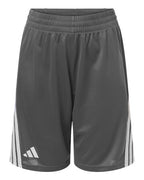 Adidas Youth 3-Stripes 7" Shorts - Team Grey Four/ White