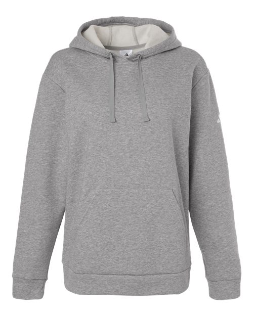 Adidas Women's Fleece Hooded Sweatshirt - Medium Grey Heather/ White