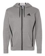 Adidas Men's Game & Go Fleece Full-Zip Hooded Sweatshirt - Medium Grey Heather