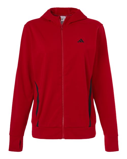 Adidas Women's Game & Go Fleece Full-Zip Hooded Sweatshirt - Team Power Red/ Black