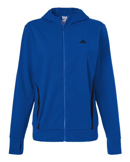 Adidas Women's Game & Go Fleece Full-Zip Hooded Sweatshirt - Team Royal Blue/ Black
