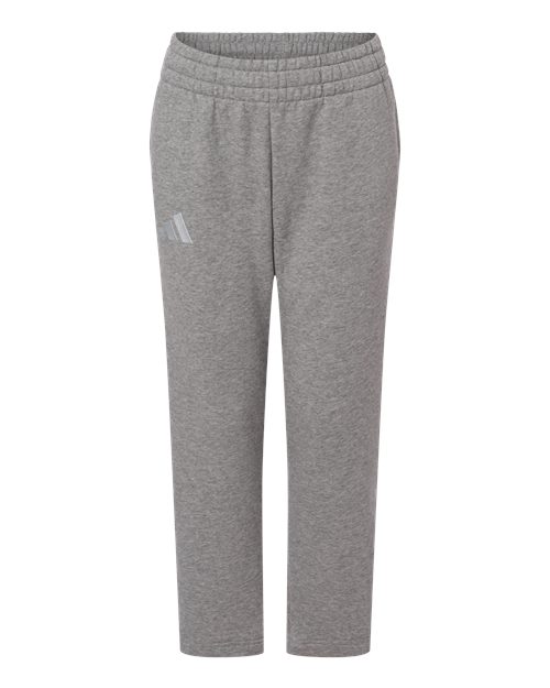Adidas Youth Fleece Sweatpants - Medium Grey Heather/ White