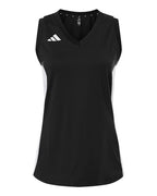 Adidas Women's Quickset V-Neck Sleeveless Jersey - Black/ White