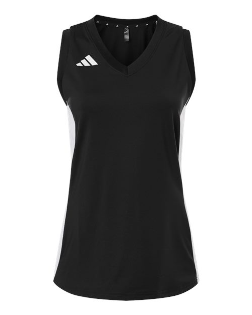 Adidas Women's Quickset V-Neck Sleeveless Jersey - Black/ White