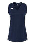 Adidas Women's Quickset V-Neck Sleeveless Jersey - Team Navy Blue/ White