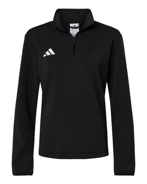 Adidas Women's 3-Stripes Quarter-Zip Pullover - Black/ White