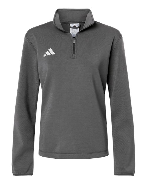 Adidas Women's 3-Stripes Quarter-Zip Pullover - Team Grey Four/ White