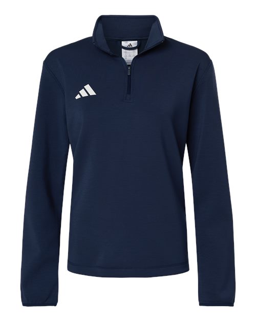 Adidas Women's 3-Stripes Quarter-Zip Pullover - Team Navy Blue/ White
