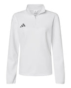 Adidas Women's 3-Stripes Quarter-Zip Pullover - White/ Team Grey Four