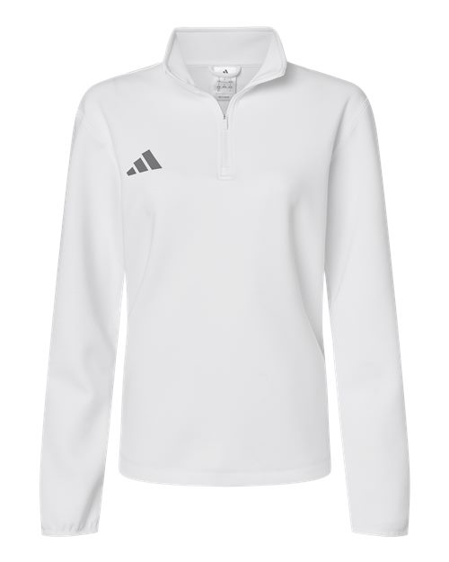 Adidas Women's 3-Stripes Quarter-Zip Pullover - White/ Team Grey Four