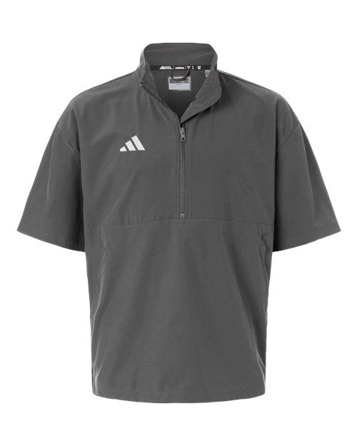 Adidas Men's Short Sleeve Quarter-Zip Pullover - Team Grey Four/ White