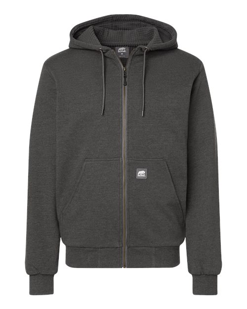 Berne Apparel Men's Heritage Grid Fleece-Lined Full-Zip Hooded Sweatshirt - Graphite
