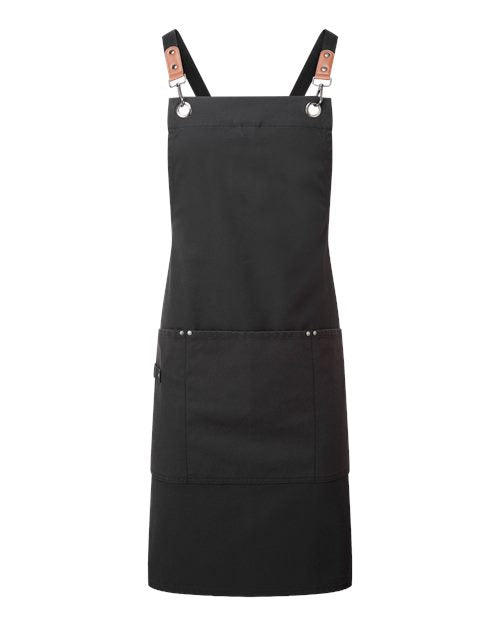 Artisan Collection by Reprime Unisex Clip & Clasp Cross-Back Bib Apron - Black