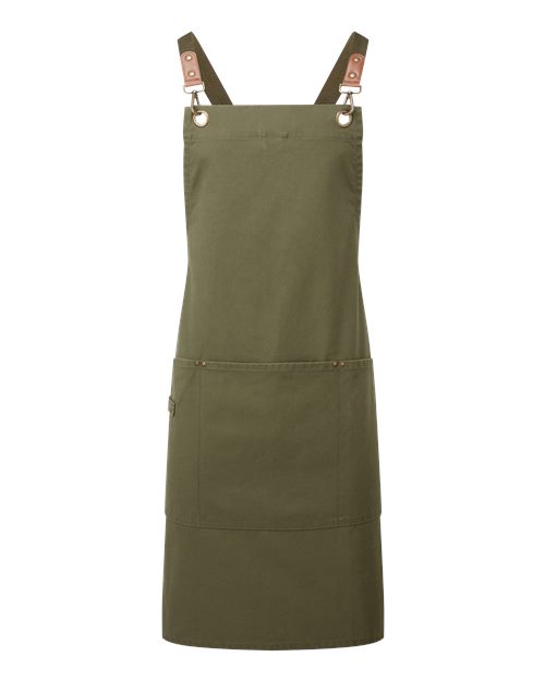 Artisan Collection by Reprime Unisex Clip & Clasp Cross-Back Bib Apron - Olive