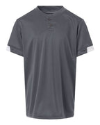 Alleson Athletic Youth On The Rise Two Button Jersey - Graphite/ White