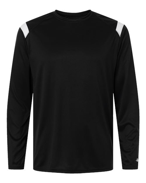 Badger Unisex On The Rise Long Sleeve T-Shirt - Black/ White