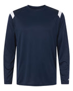 Badger Unisex On The Rise Long Sleeve T-Shirt - Navy/ White