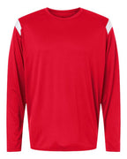 Badger Unisex On The Rise Long Sleeve T-Shirt - Red/ White