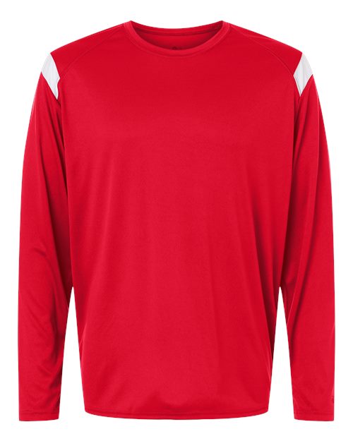 Badger Unisex On The Rise Long Sleeve T-Shirt - Red/ White