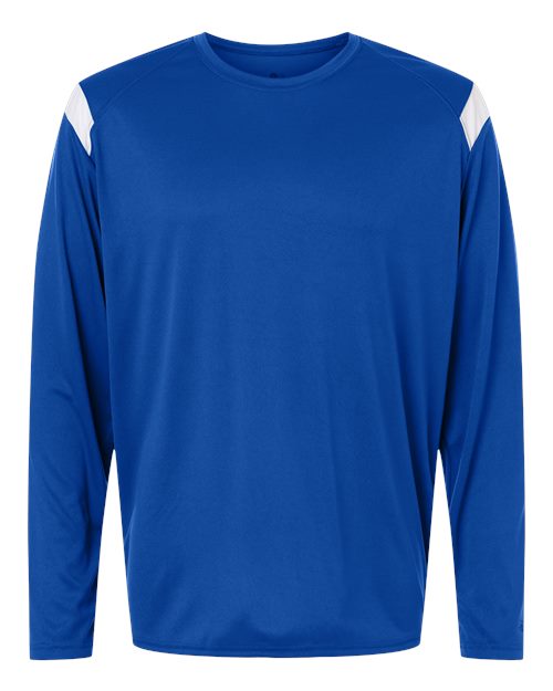 Badger Unisex On The Rise Long Sleeve T-Shirt - Royal/ White