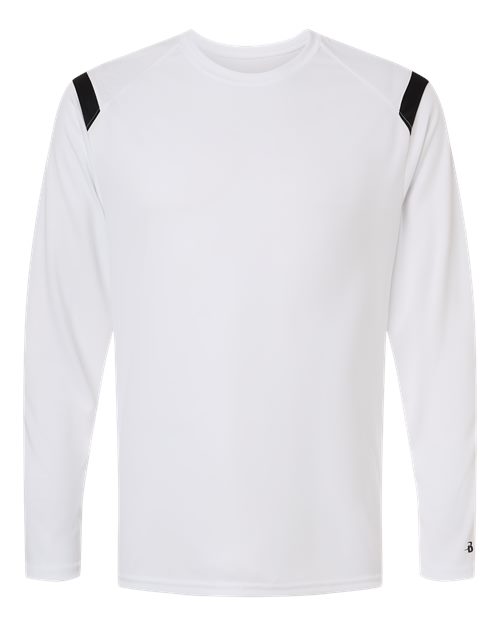 Badger Unisex On The Rise Long Sleeve T-Shirt - White/ Black