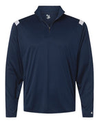 Badger Men's On The Rise Quarter-Zip Pullover - Navy/ White