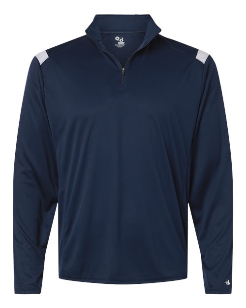 Badger Men's On The Rise Quarter-Zip Pullover - Navy/ White