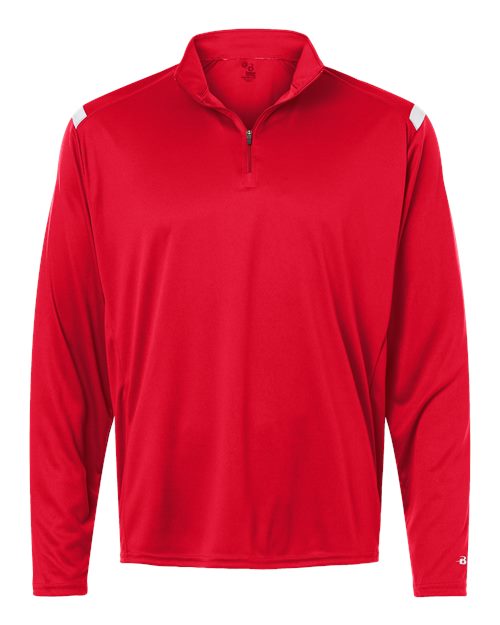 Badger Men's On The Rise Quarter-Zip Pullover - Red/ White