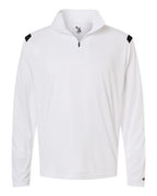 Badger Men's On The Rise Quarter-Zip Pullover - White/ Black