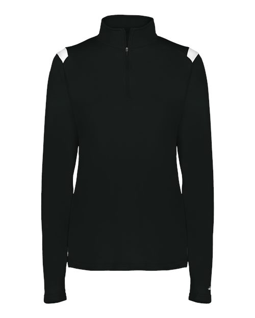Badger Women's On The Rise Quarter-Zip Pullover - Black/ White