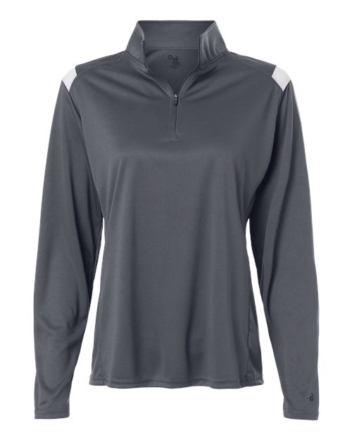 Badger Women's On The Rise Quarter-Zip Pullover - Graphite/ White