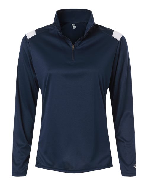 Badger Women's On The Rise Quarter-Zip Pullover - Navy/ White