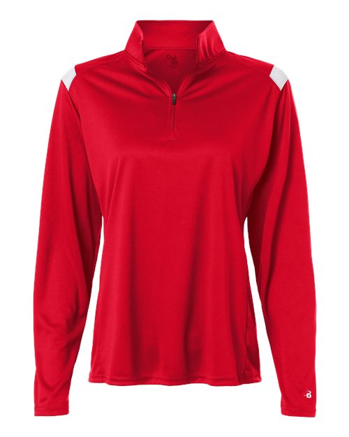 Badger Women's On The Rise Quarter-Zip Pullover - Red/ White