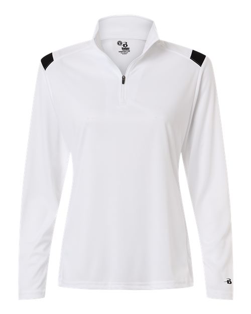 Badger Women's On The Rise Quarter-Zip Pullover - White/ Black
