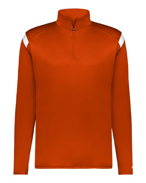 Badger Men's On The Rise Quarter-Zip Pullover - Burnt Orange/ White