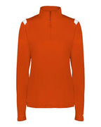 Badger Women's On The Rise Quarter-Zip Pullover - Burnt Orange/ White