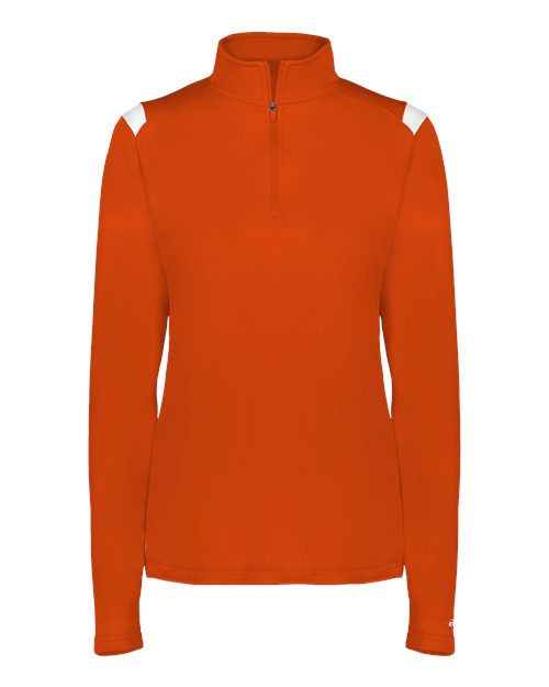 Badger Women's On The Rise Quarter-Zip Pullover - Burnt Orange/ White