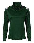 Badger Women's On The Rise Quarter-Zip Pullover - Forest/ White
