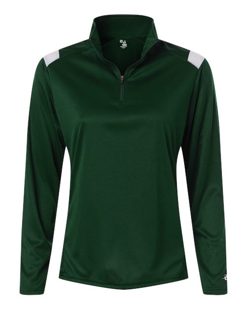 Badger Women's On The Rise Quarter-Zip Pullover - Forest/ White