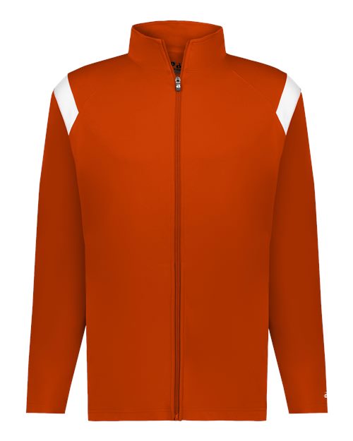 Badger Men's On The Rise Outercore Warm-up Jacket - Burnt Orange/ White