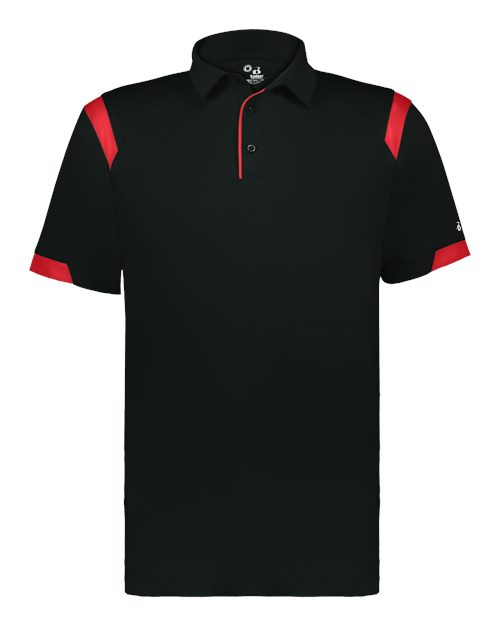 Badger Unisex On the Rise Polo (Part 1 of 2) - Black/ Red