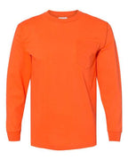 Bayside Unisex USA-Made Long Sleeve Pocket T-Shirt (Part 1 of 2) - Orange