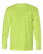 Bayside Unisex USA-Made Long Sleeve Pocket T-Shirt (Part 1 of 2) - Lime Green