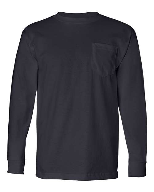 Bayside Unisex USA-Made Long Sleeve Pocket T-Shirt (Part 1 of 2) - Navy