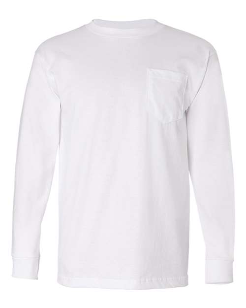 Bayside Unisex USA-Made Long Sleeve Pocket T-Shirt (Part 2 of 2) - White