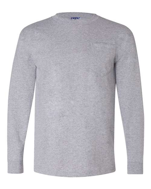 Bayside Unisex Union-Made Long Sleeve Pocket T-Shirt - Dark Ash