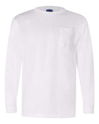 Bayside Unisex Union-Made Long Sleeve Pocket T-Shirt - White