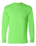 Bayside Unisex USA-Made 50/50 Long Sleeve Pocket T-Shirt - Safety Green
