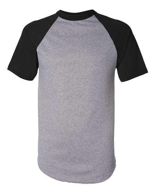 Augusta Sportswear Unisex Raglan Baseball Jersey - Athletic Heather/ Black