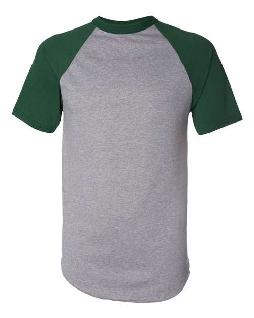 Augusta Sportswear Unisex Raglan Baseball Jersey - Athletic Heather/ Dark Green